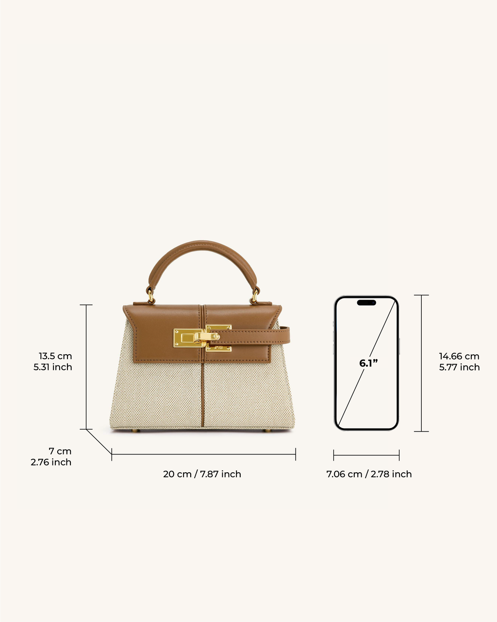 JW PEI Top Handle Bag – Brown Canvas 6