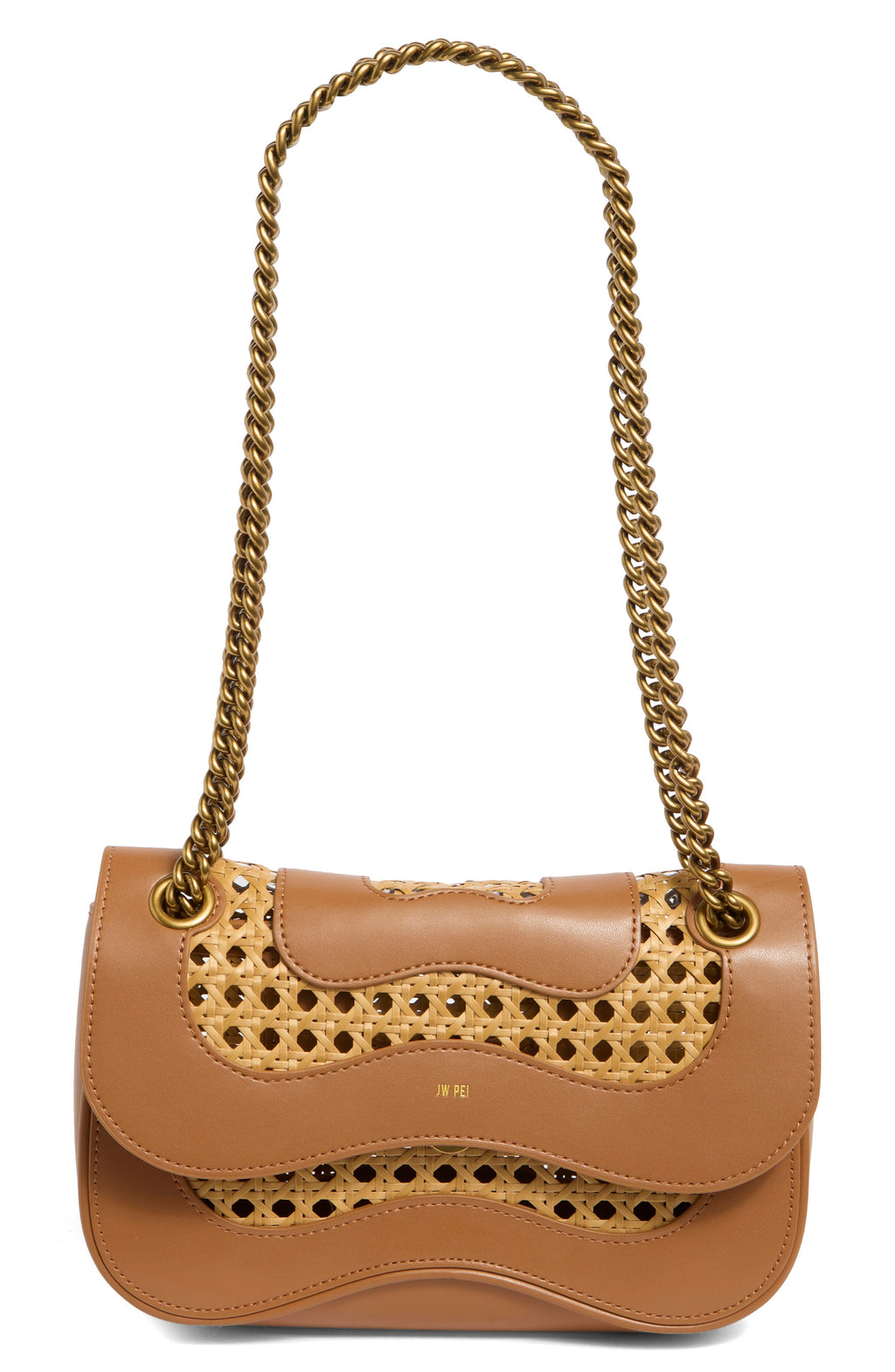 JW PEI Tina Woven Chain Crossbody Bag Brown - main