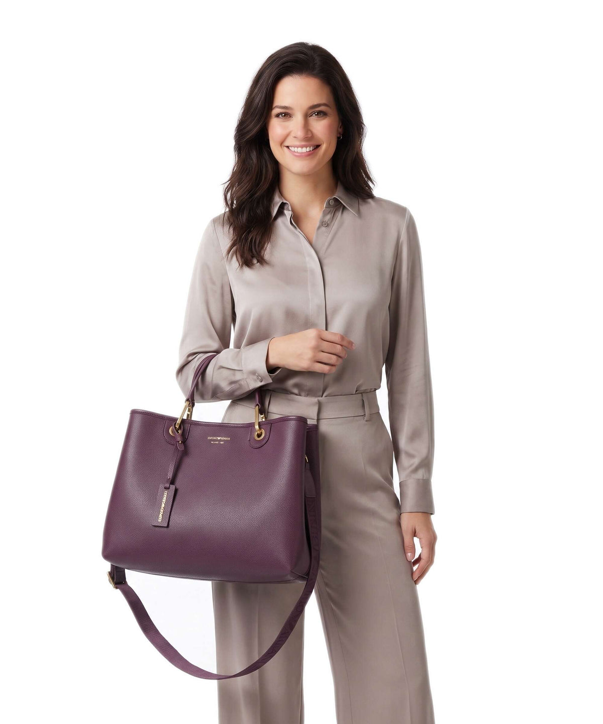 Emporio Armani M Top Handle Bag – Aubergine / Foliage