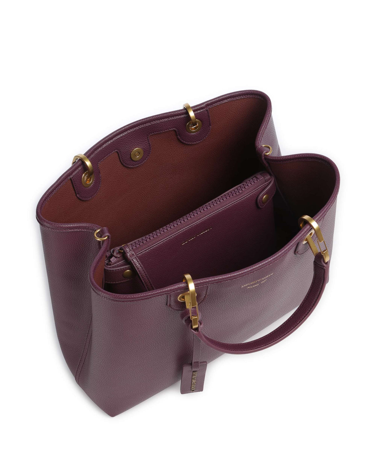 Emporio Armani M Top Handle Bag – Aubergine / Foliage