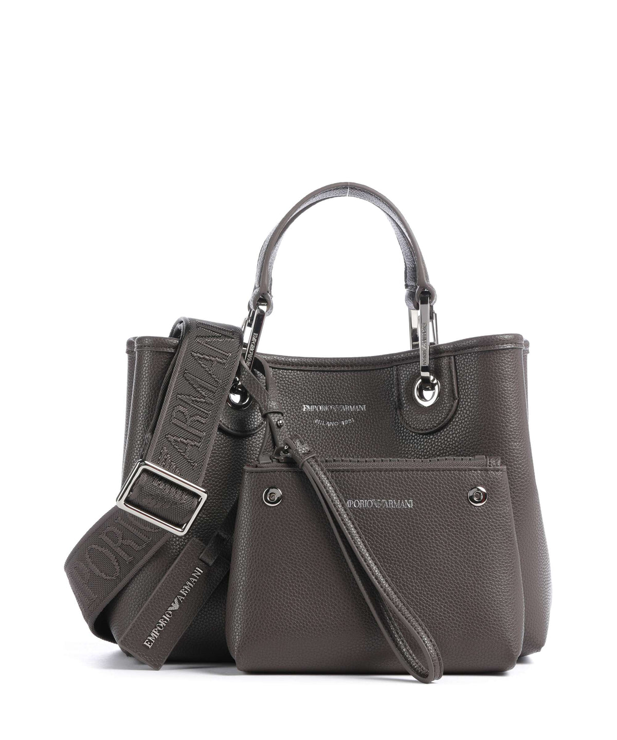 Emporio Armani S Top Handle Bag – Dark Smoke / Foliage
