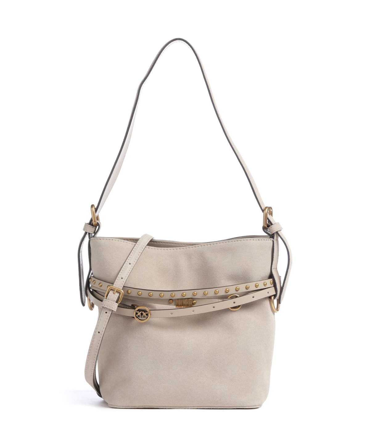 Pinko Bucket Bag – Beige / Grigio Fumo / Antique Gold 1