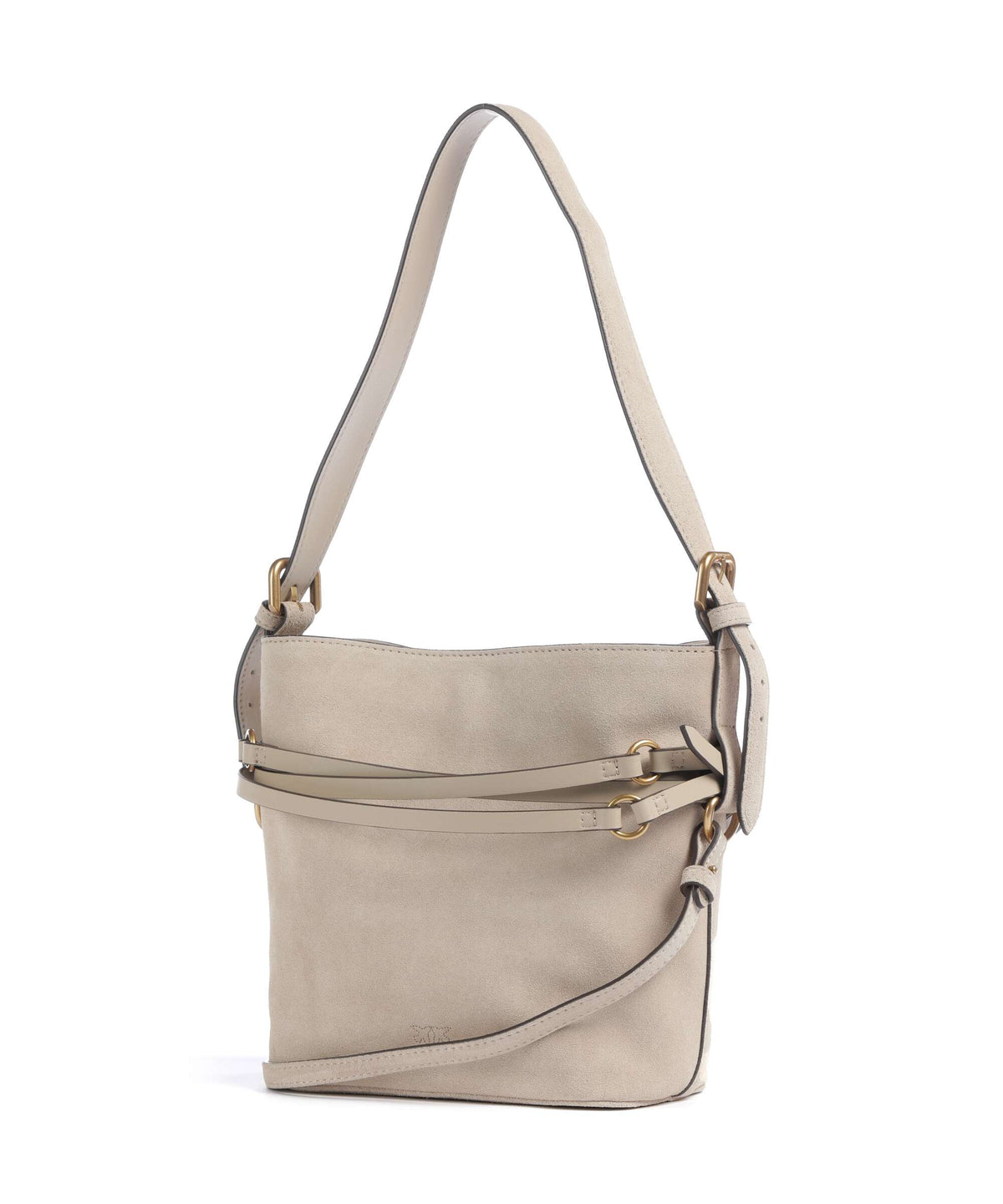Pinko Bucket Bag – Beige / Grigio Fumo / Antique Gold 2