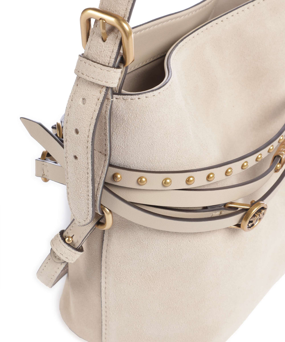 Pinko Bucket Bag – Beige / Grigio Fumo / Antique Gold 4