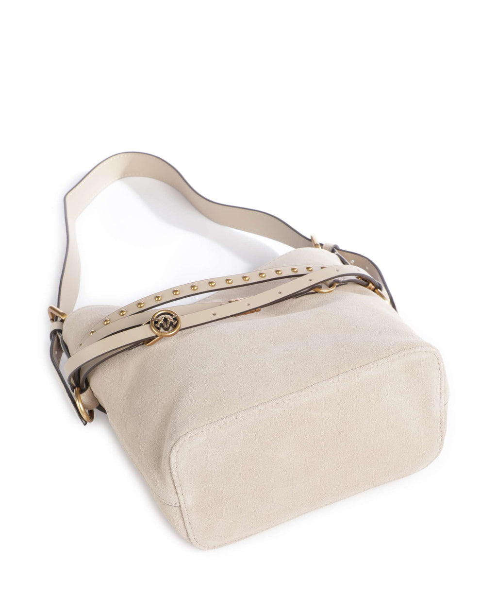 Pinko Bucket Bag – Beige / Grigio Fumo / Antique Gold 5