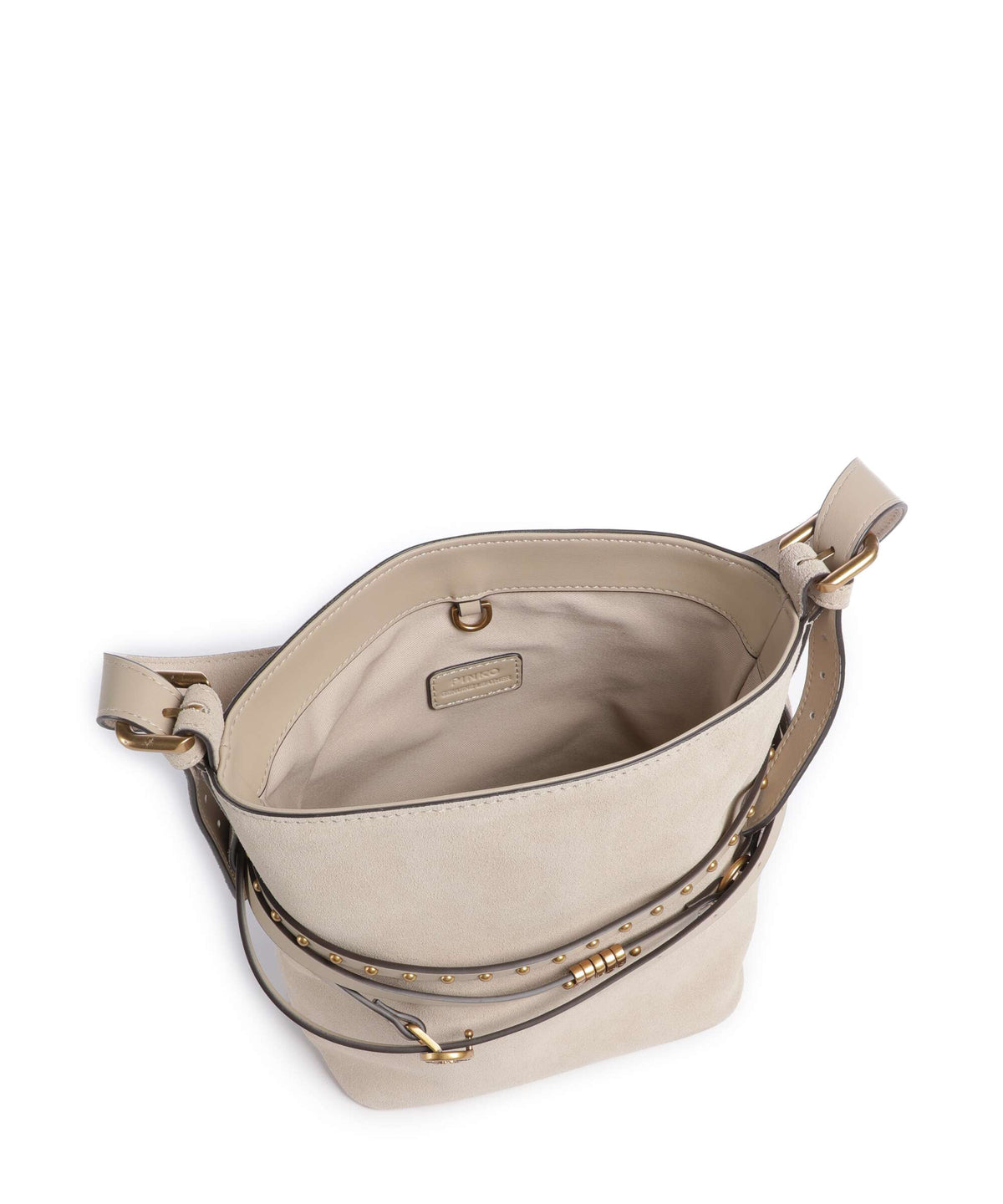 Pinko Bucket Bag – Beige / Grigio Fumo / Antique Gold 6