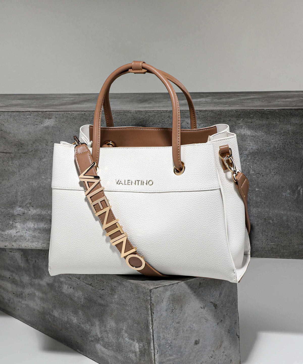 Valentino Bags Top Handle Bag – Bianco / Cuoio