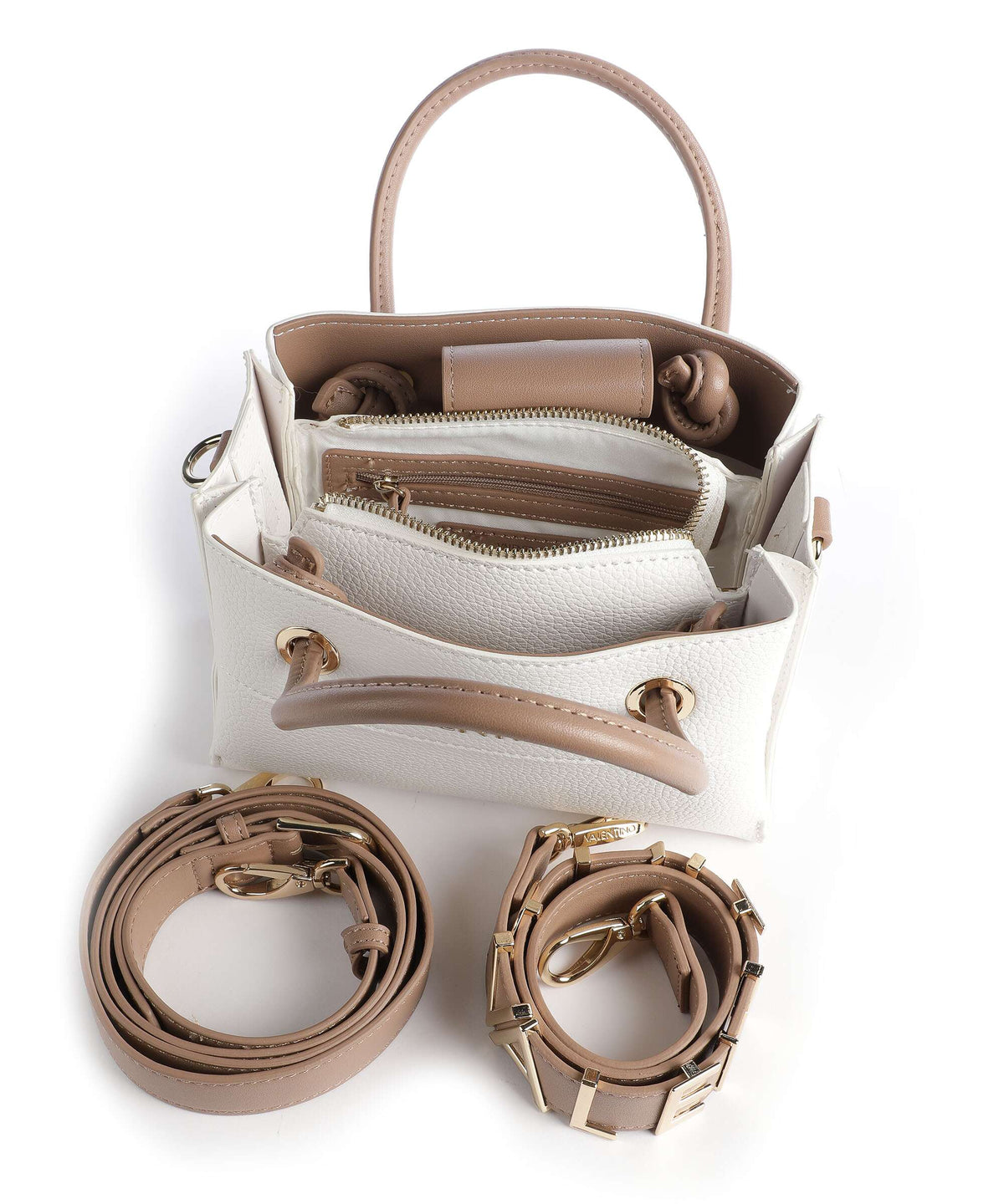 Valentino Bags Top Handle Bag – Bianco / Cuoio