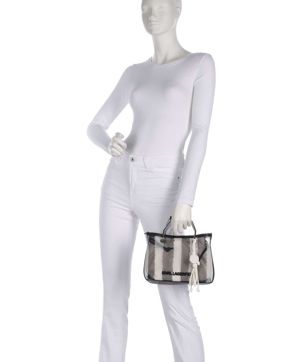 Karl Lagerfeld Top Handle Bag – Black Stripes 3