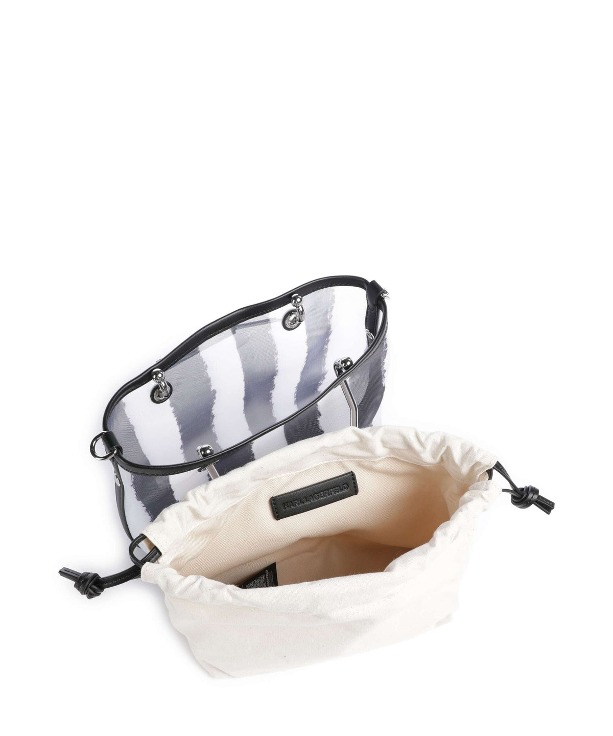 Karl Lagerfeld Top Handle Bag – Black Stripes 6