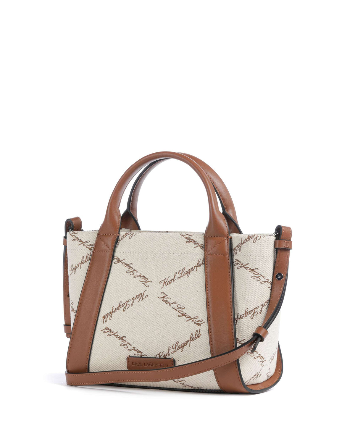 Karl Lagerfeld Top Handle Bag – Natural Canvas / Tan 2