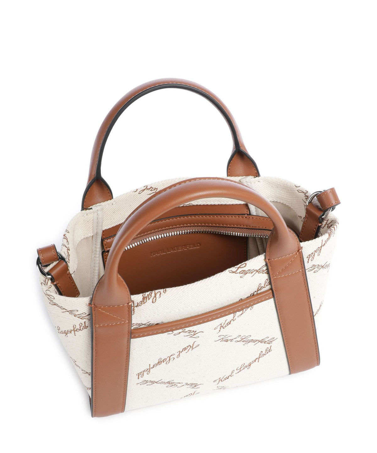 Karl Lagerfeld Top Handle Bag – Natural Canvas / Tan 5
