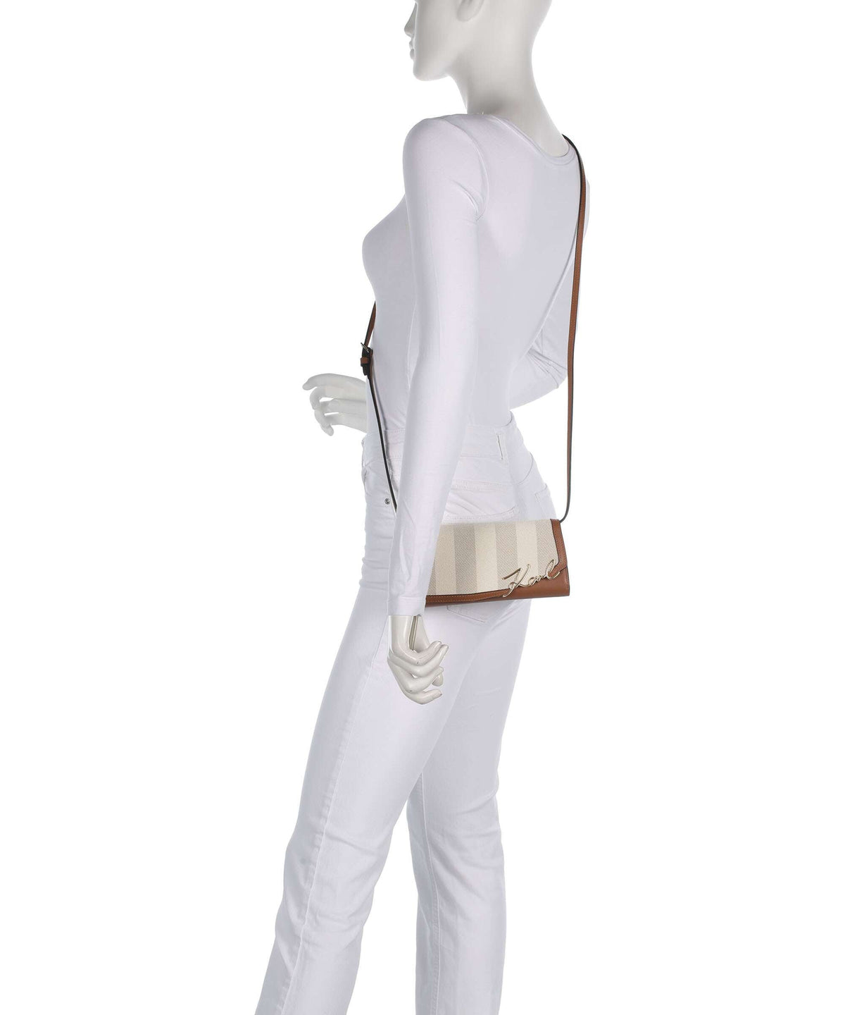 Karl Lagerfeld Crossbody Bag – Natural Canvas / Tan 3