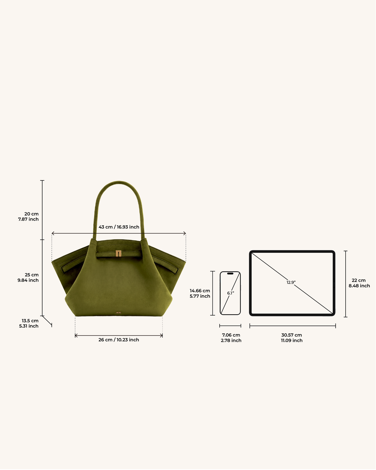 JW PEI Hana Medium Tote Bag – Dark Olive